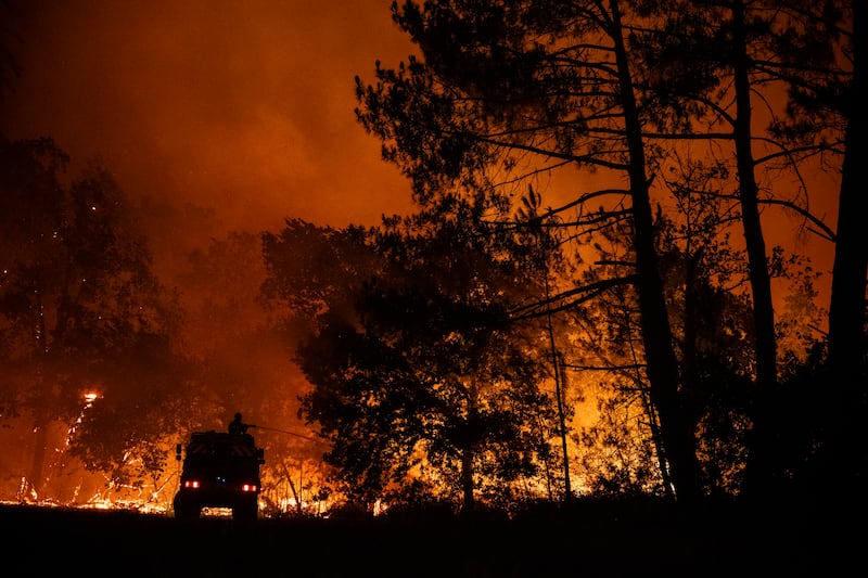 A wildfire near Lege-Cap-Ferret, southwestern France. Photograph: Julien de Rosa/Getty