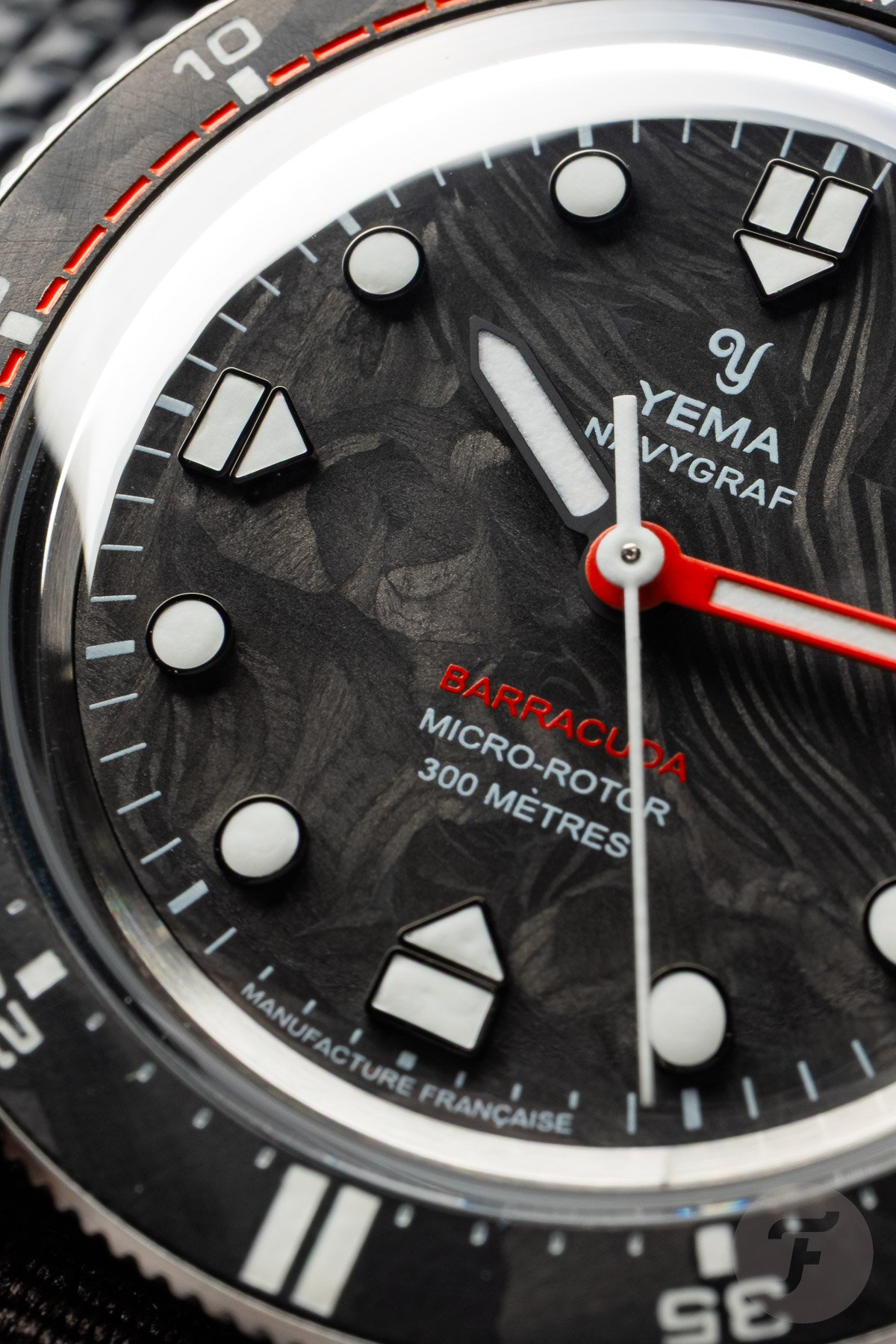 Yema Navygraf Barracuda CMM.20 Limited Edition dial up close