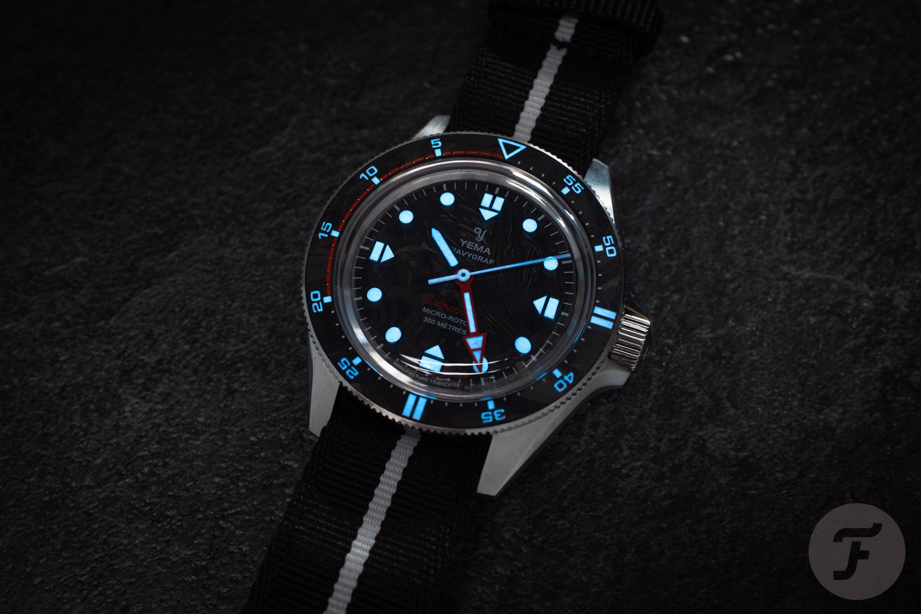 Yema Navygraf Barracuda CMM.20 Limited Edition lume shot