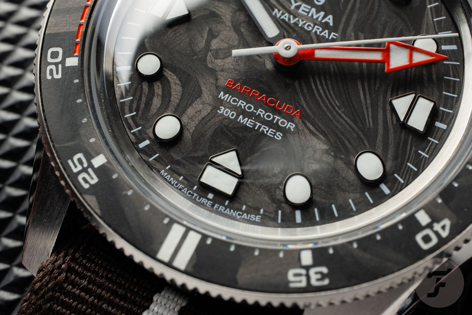 Yema Navygraf Barracuda CMM.20 Limited Edition dial up close