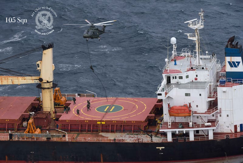 The Army Ranger Wing boarding the MV Matthew in September 2023. Photograph: Irish Air Corps/PA

NOTE TO EDITORS: This handout photo may only be used for editorial reporting purposes for the contemporaneous illustration of events, things or the people in the image or facts mentioned in the caption. Reuse of the picture may require further permission from the copyright holder.