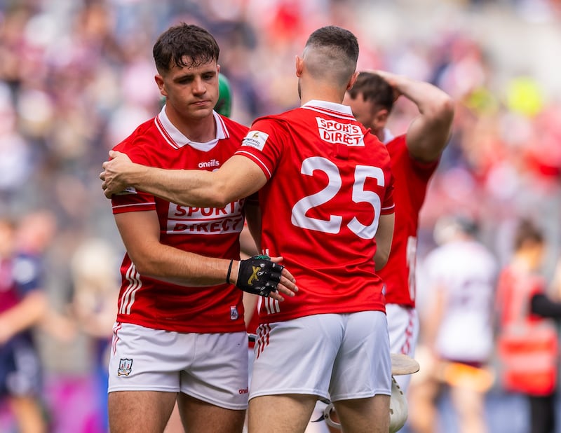 Cork's Barry Walsh and Séamus Harnedy after the game. Photograph: Tom O’Hanlon/Inpho
