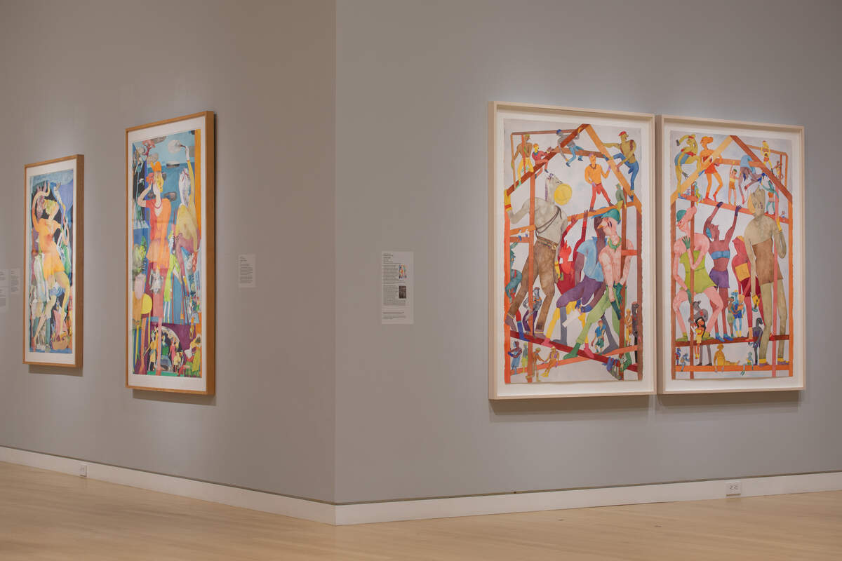 Gladys Nilsson’s “Leger Faire”, right, on display at the Crocker Art Museum.
