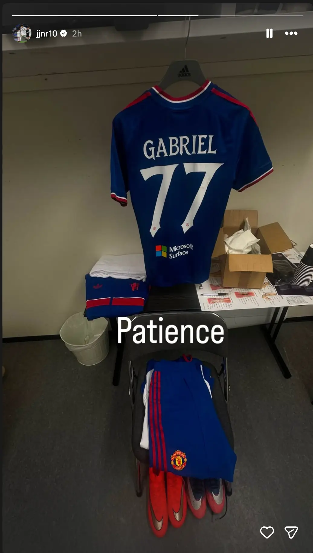 JJ Gabriel responded to being left on the bench against Rosenborg on social media. (Image: Instagram)