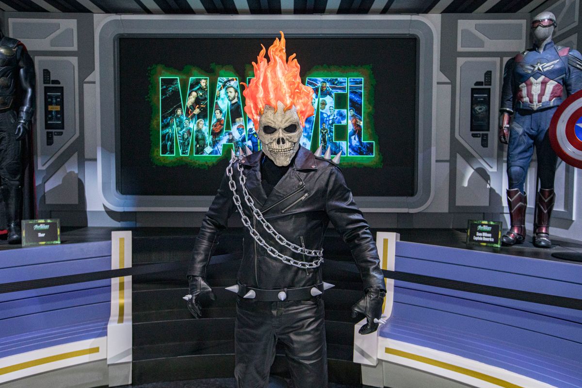 Ghost Rider cosplayer Nathan Cabello poses during Day 3 of 2026 Comic-Con International