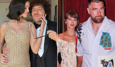 Selena Gomez Glitters in Gold with Husband Benny Blanco at BFF Taylor Swift and Travis Kelce’s Wedding