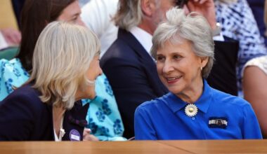 Birgitte, Duchess of Gloucester in Wimbledon’s Royal Box on Day Four of Tournament