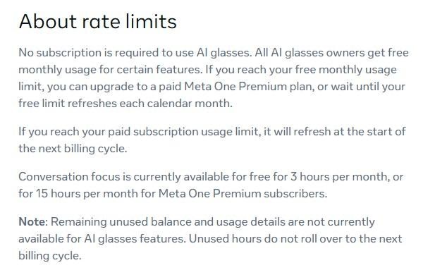 Meta’s description of “rate limits.”