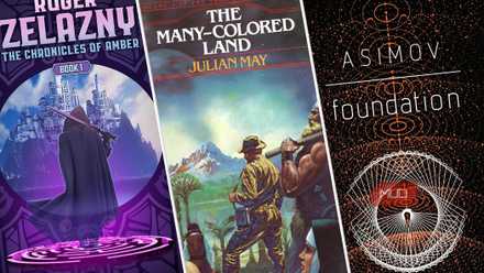 Collage showing sci-fi book covers
