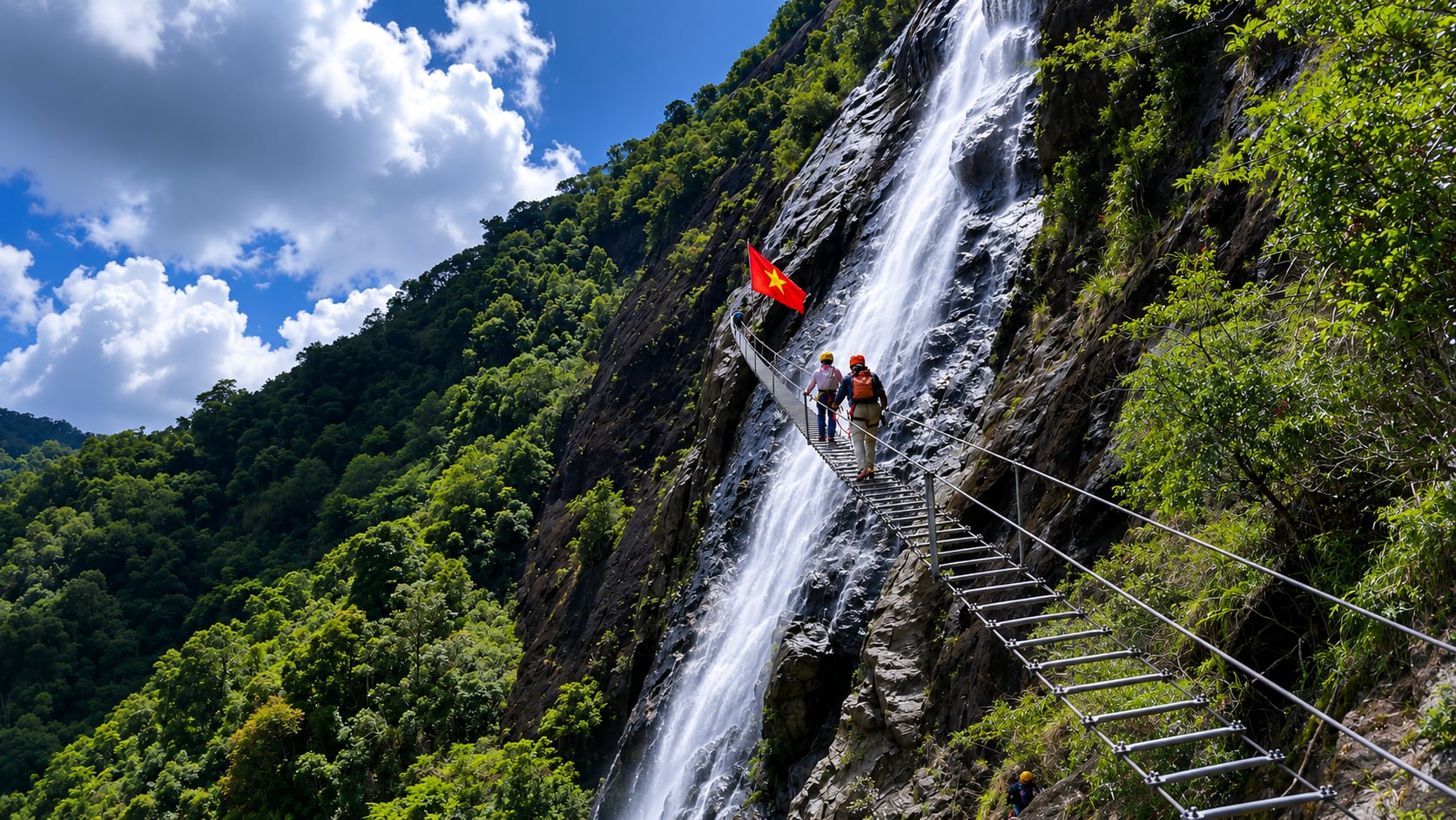 Vietnamese cave explorer, 12-year-old daughter conquer 300-meter waterfall in Hue- Ảnh 2.