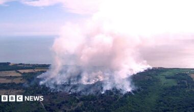 Suffolk wildfire updates: Watch live aerial footage as fire crews fight blaze