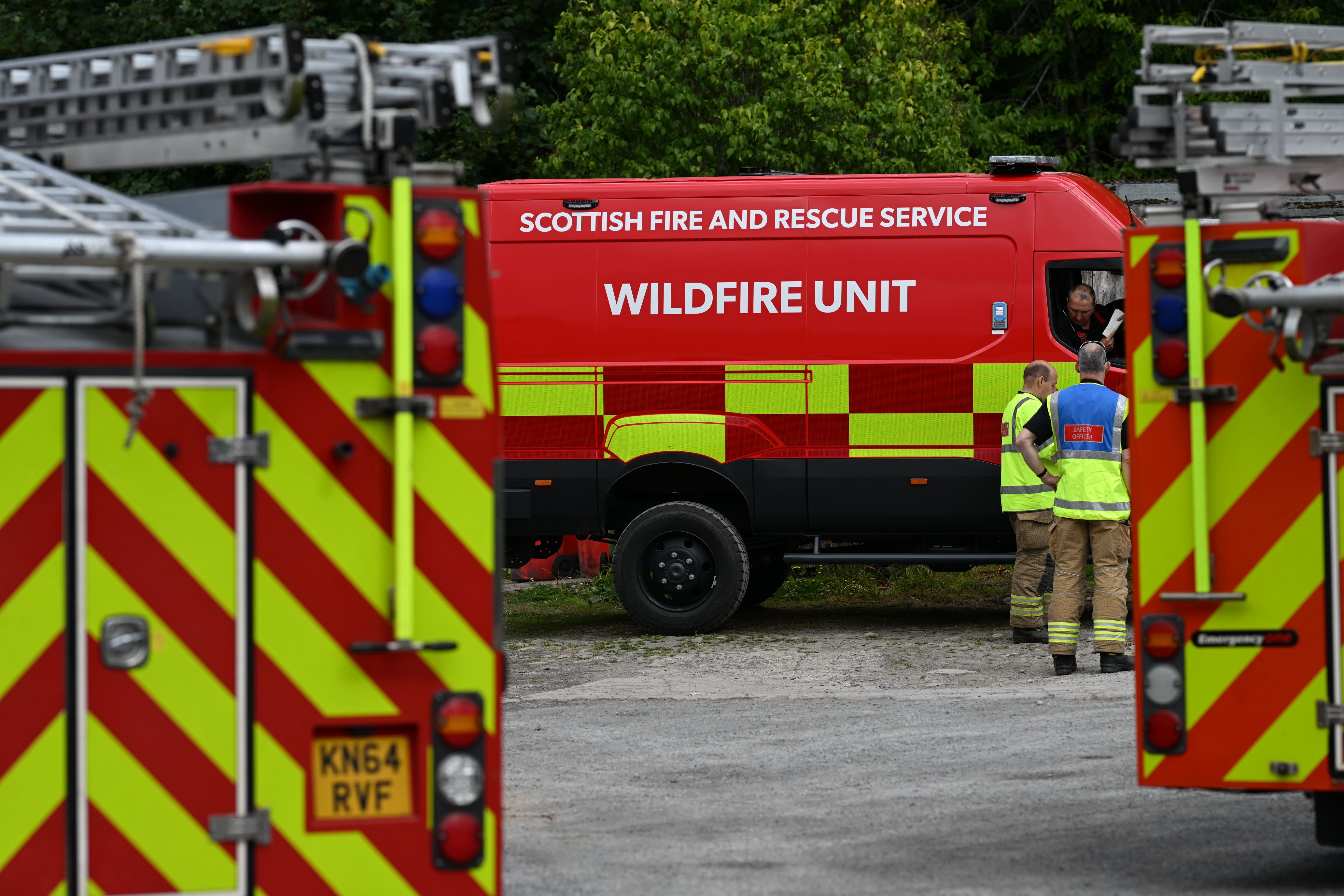 Scottish Fire and Rescue Service firefighters from the wildfire unit in Nethy Bridge, near Cairngorms National Park