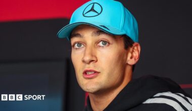 George Russell speaking to the media after qualifying for the Belgian Grand Prix