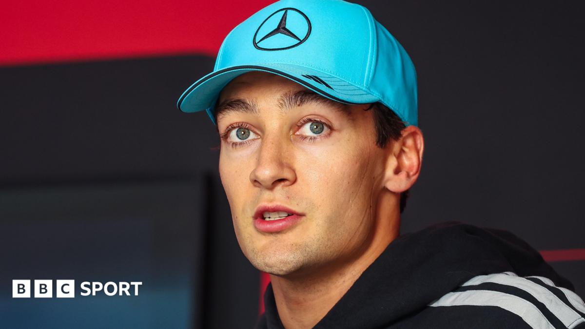 George Russell speaking to the media after qualifying for the Belgian Grand Prix