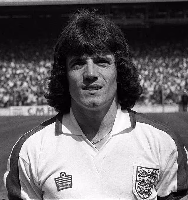 Kevin Keegan lines up for an England match in 1976