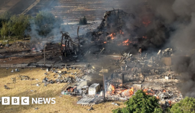 Twenty firefighters taken to hospital after explosion - BBC