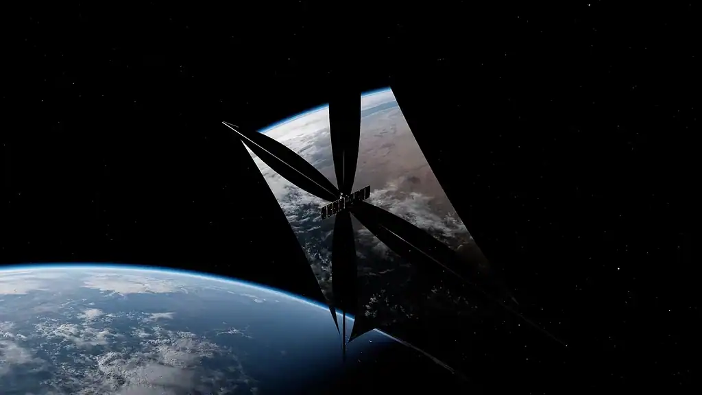 Mirror satellite in space with Earth in the background. Reflect Orbital.