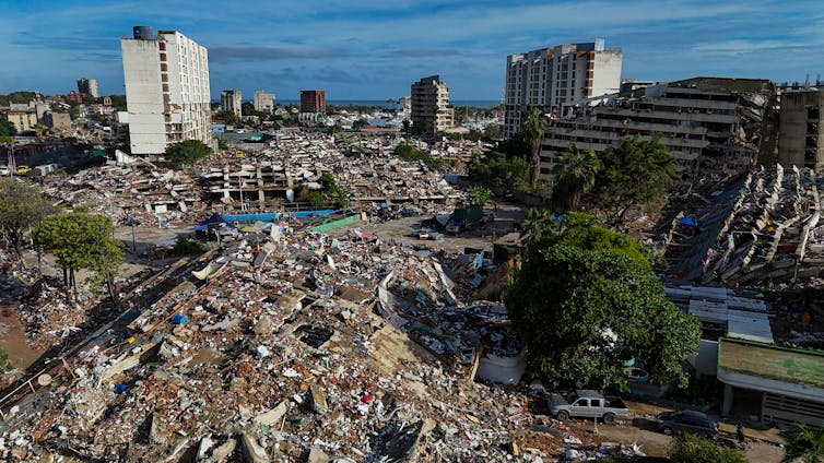 collapsed buildings in La Guaira