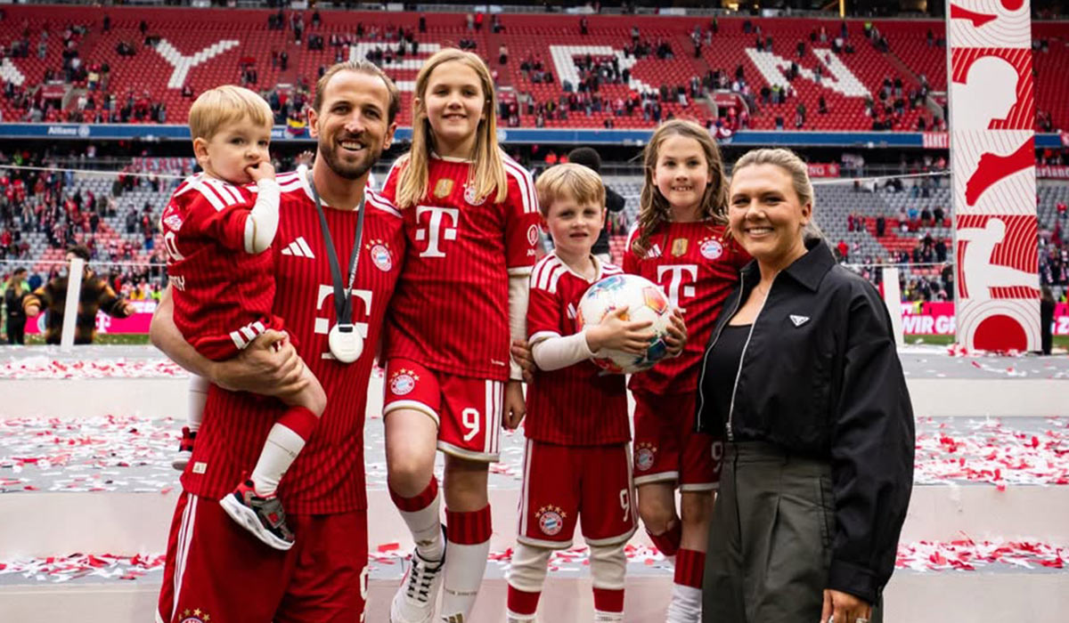 Harry Kane with his wife and their children. Pic: Harry Kane / Instagram