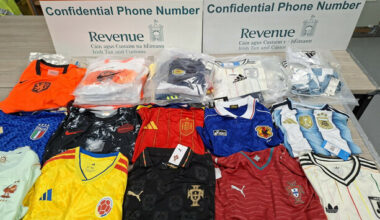 Drugs, alcohol, flares, knives and World Cup jerseys among contraband seized recently by Revenue