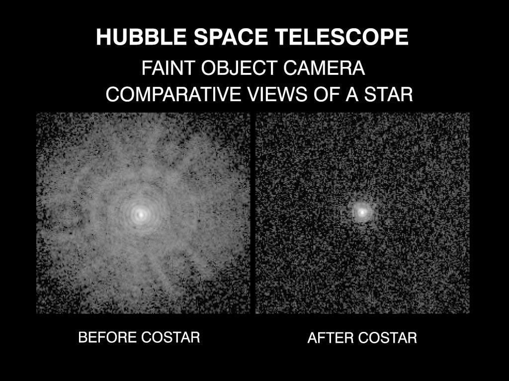 The Hubble Space Telescope reached orbit with a mirror ground to the wrong shape by a fraction of a human hair, and astronauts repaired the billion-dollar mistake by effectively giving it glasses