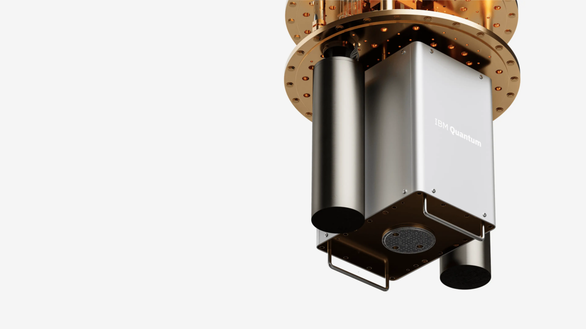 A silvery steel box bolted on the bottom of circular copper disks.