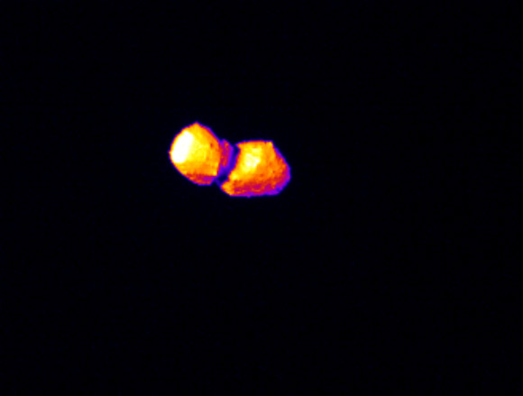 This thermal image of Torifune was captured with the TIR instrument aboard JAXA’s Hayabusa-2 spacecraft on July 5, 2026. Image credit: JAXA / Maebashi Institute of Technology / Chiba Institute of Technology / University of Aizu / Hokkaido University of Education / AIST.