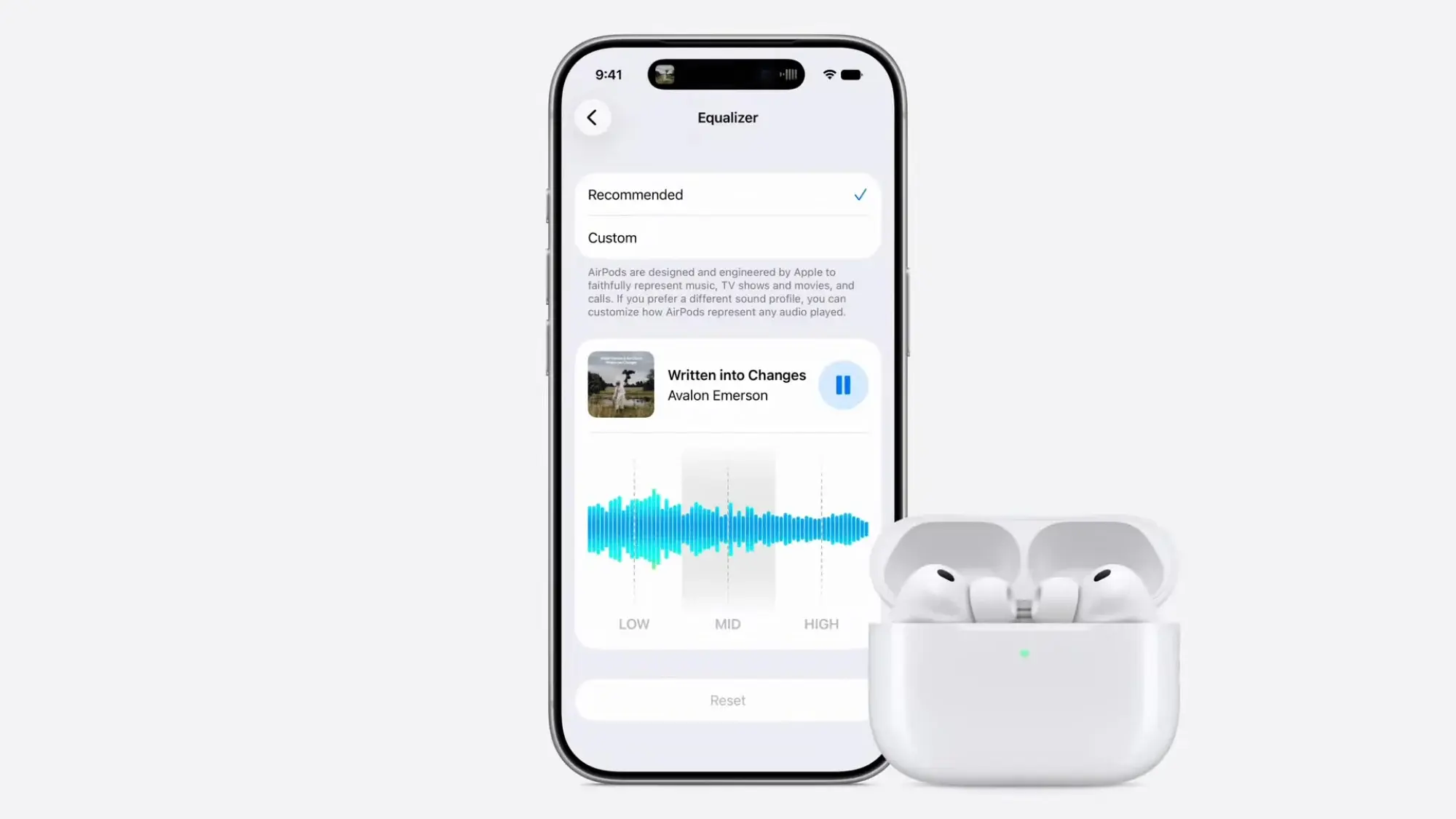 EQ customization settings for AirPods in iOS 27.