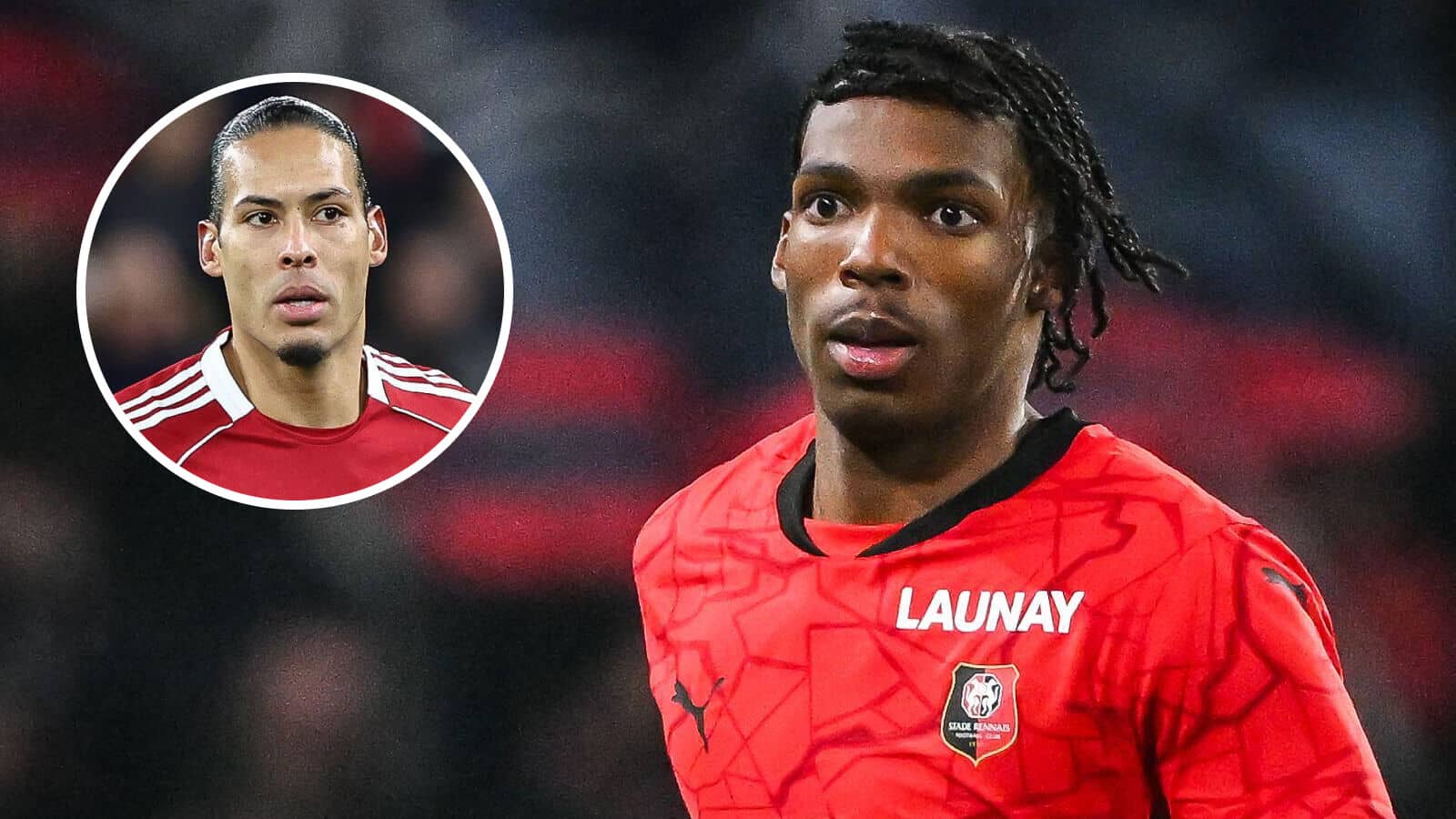 Jeremy Jacquet and Liverpool centre-back Virgil van Dijk