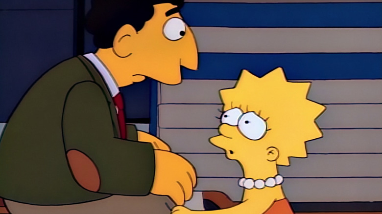 Lisa talks to Mr. Bergstrom in "Lisa's Substitute"