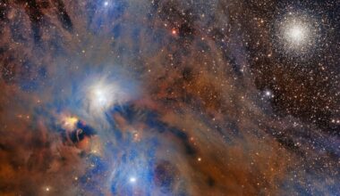 The 570 megapixel Dark Energy Camera captured this image of the Corona Australis Molecular Cloud. It's one of the nearest star forming regions to Earth. R Coronae Australis, a variable binary system, lights up the orange cloud on the left. Dust lanes, newborn stars, and nebulae fill the frame. The globular cluster NGC 6723 is prominent in the upper right, though it's much farther away than Corona Australis. Image Credit: Dark Energy Survey/DOE/FNAL/DECam/CTIO/NOIRLab/NSF/AURA.  Image processing: R. Colombari &amp; M. Zamani (NSF NOIRLab)