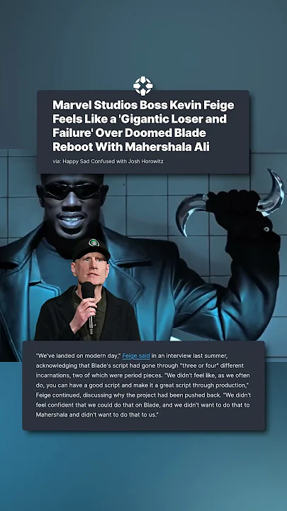 Kevin Feige says he feels like a "gigantic loser and failure" over the doomed Blade reboot. #marvel - YouTube