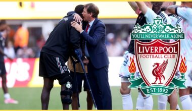Rudi Garcia embraces Amadou Onana after Belgium