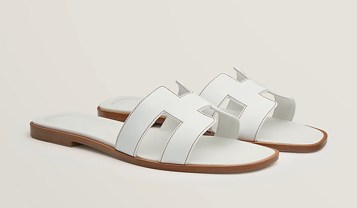 Hermès Oran sandals in white calfskin, €635. Pic: Hermes
