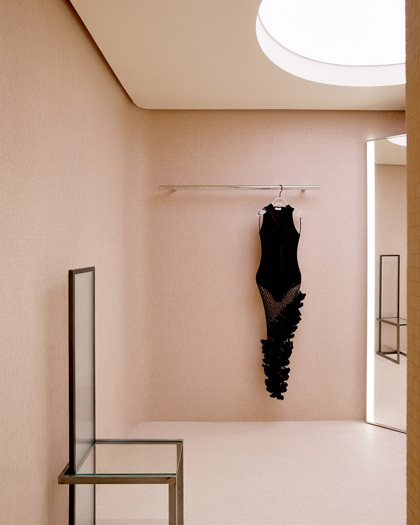 alaïa clads first miami boutique in pink mosaic tiles, from interior to facade - 9