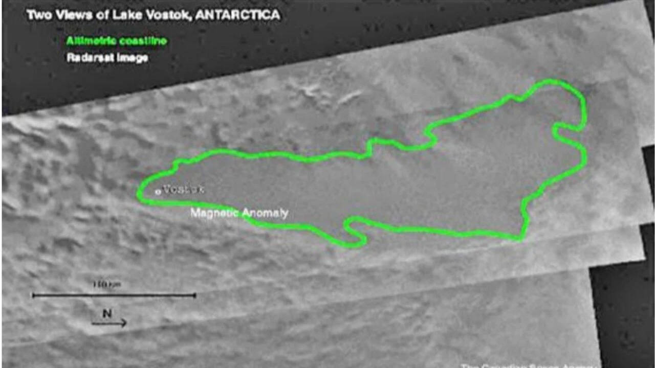 At Lake Vostok’s ceiling, freshwater can remain liquid at temperatures around minus 2.5 to minus 3 degrees Celsius.Source: X Radar image of Lake Vostok