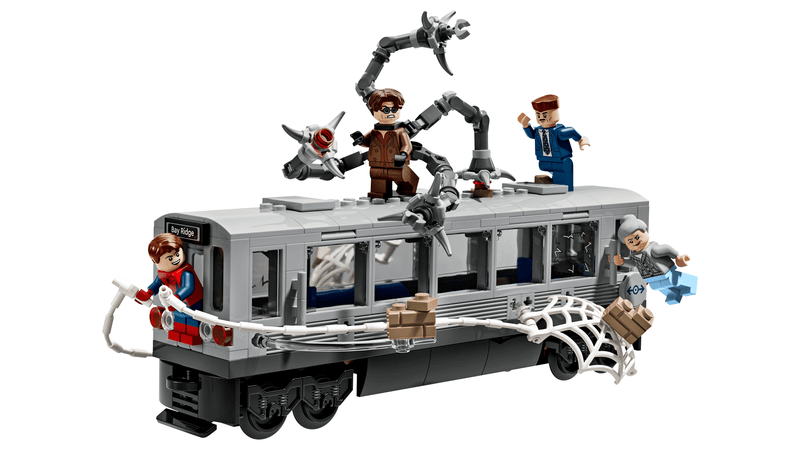 Spider-Man 2 movie LEGO Spider-Man and Doc Ock train fight.