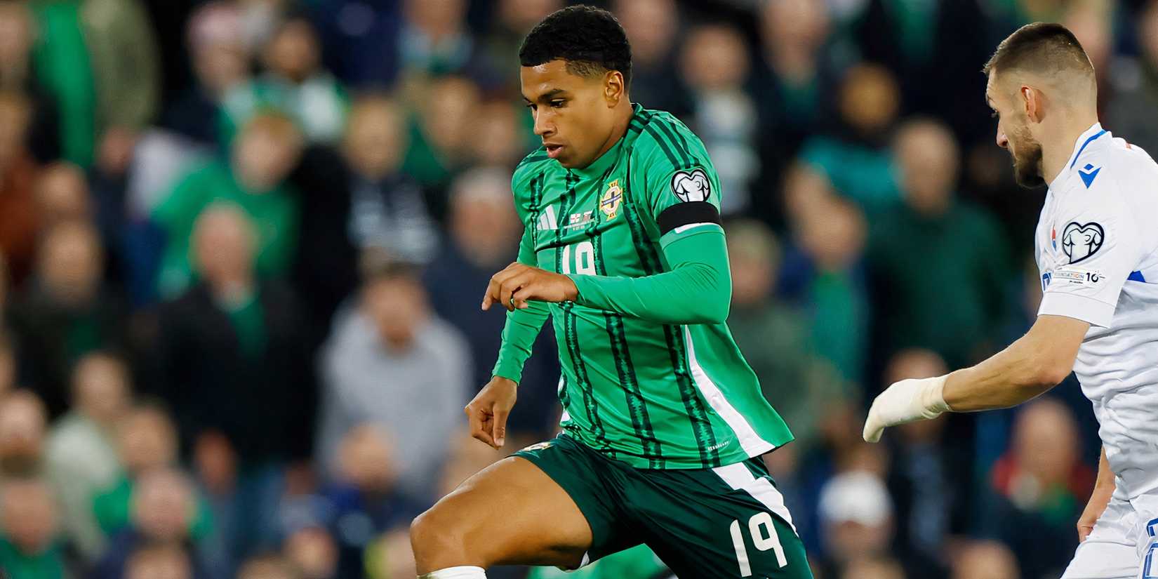 Shea Charles in action for Northern Ireland