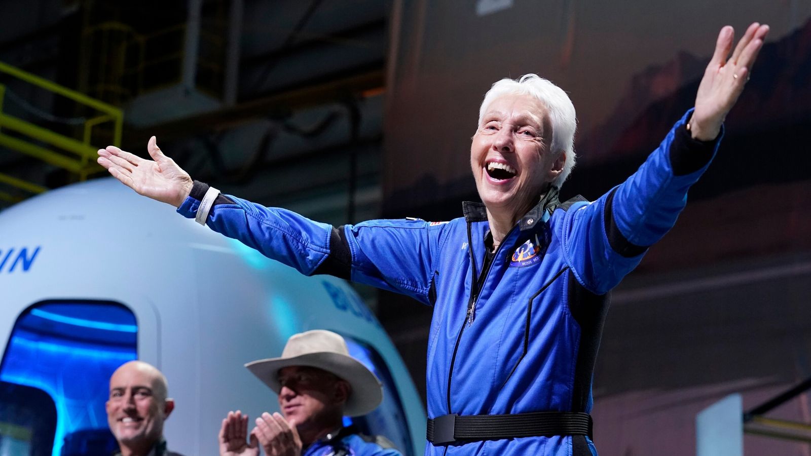 Wally Funk, the oldest woman to travel into space, after her flight in 2021. Pic: AP