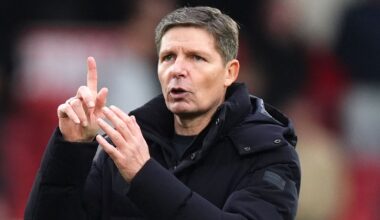 Crystal Palace manager Oliver Glasner after the Premier League match at Nottingham Forest