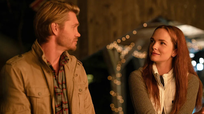 Cal Jones (Chad Michael Murray) and Maggie Sullivan (Morgan Kohan) glance at each other in Sullivan's Crossing
