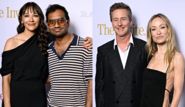 Rashida Jones Reunites with 'Parks & Rec' Co-Star Aziz Ansari at 'The Invite' Screening in London! - Just Jared - Celebrity News and Gossip
