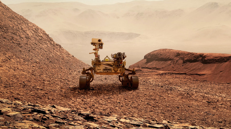 The Perseverance rover on the surface of Mars