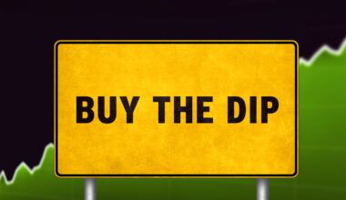 A sign reading, buy the dip.