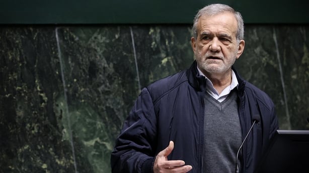 Iranian President Masoud Pezeshkian speaks during the parliamentary session discussing the 2026 budget bill in Tehran, Iran on December 28, 2025. (Photo by Iranian Presidency/Anadolu via Getty Images)