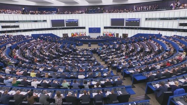 The EU parliament during a vote on the migration pact