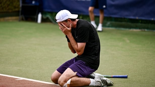 2 August 2026; Conor Gannon of Ireland celebrates winning the Men's Singles Final match against Markus Molder of Estonia during day eight of Singles Finals at the 2026 DLR Irish Open at Carrickmines Croquet & Lawn Tennis Club in Dublin. Photo by Ben McShane/Sportsfile