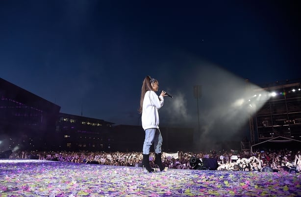 Ariana Grande performs at the One Love Manchester Benefit Concert at Old Trafford Cricket Ground on 4 June, 2017 in Manchester. (Photo by Kevin Mazur/One Love Manchester/Getty Images for One Love Manchester)