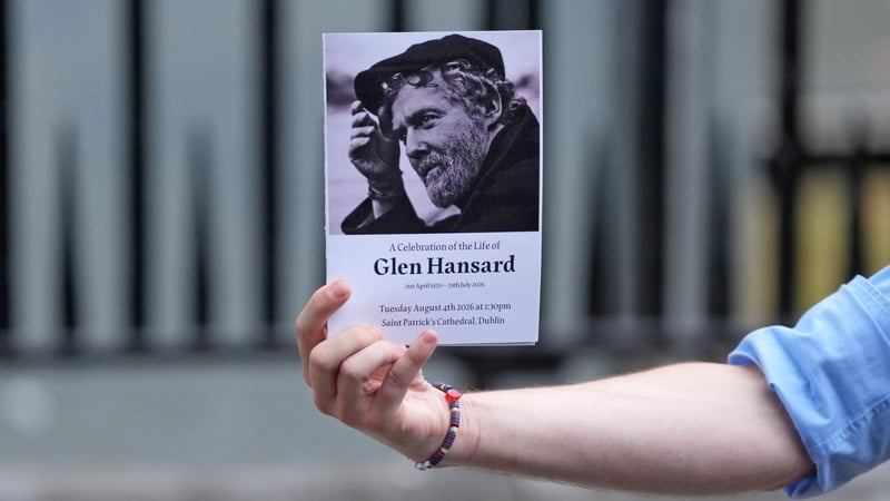 A general view of the order of service at the funeral of Glen Hansard at St Patrick's Cathedral on 4 August, 2026 in Dublin. (Photo by Peter Summers/Getty Images)
