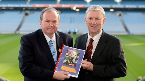 10 December 2012; Uachtar�n Chumann L�thchleas Gael Liam � N�ill, left, and Football Review Committee (FRC) Chairman Eugene McGee in attendance at the official launch of the First Report of the FRC, which concerned the playing rules. Croke Park, Dublin. Picture credit: Brendan Moran / SPORTSFILE